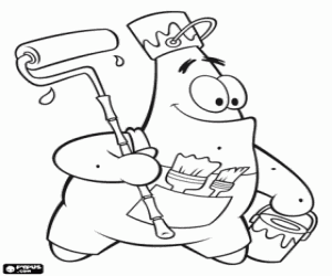 Patrick Star, walls painter coloring page