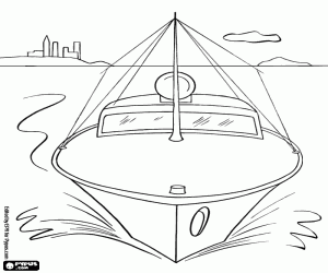 The patrol boat of the harbor coloring page