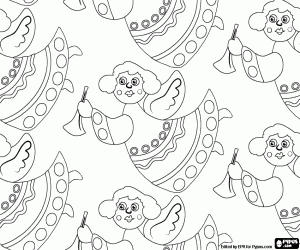 Pattern with Christmas angels coloring page