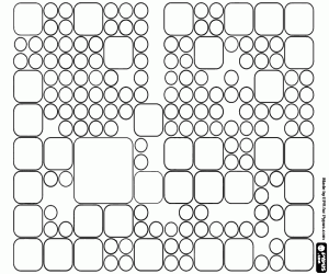 Pattern with circles and squares coloring page