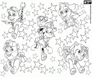 Paw Patrol Christmas card coloring page