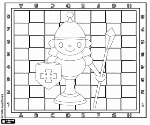 A pawn and the chessboard coloring page