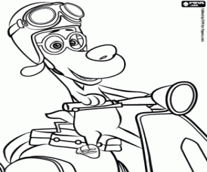Peabody on his motorcycle coloring page