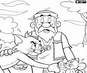 Peace attempt between Tom and Jerry coloring page