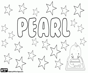 Pearl, female name in English coloring page