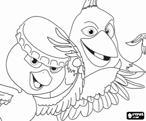 Pedro and Nico, two friends of Blu coloring page