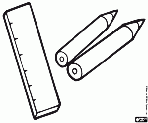 Pencils and ruler coloring page