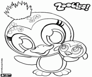 Penguin and baby penguin of Zoobles coloring page
