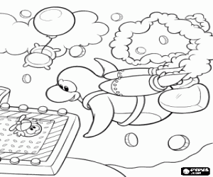 A penguin with a jet pack coloring page