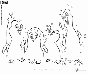 Penguins babies, point to point coloring page