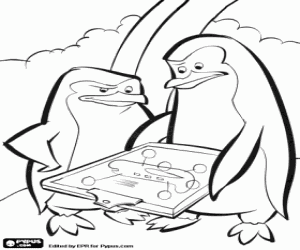 Penguins of Madagascar and airplane coloring page