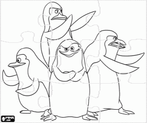 Penguins of Madagascar puzzle coloring page