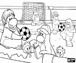 Penguins soccer, Club Penguin coloring page