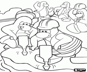 Penguins workers from ClubPenguin coloring page