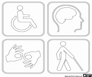 People with disabilities coloring page