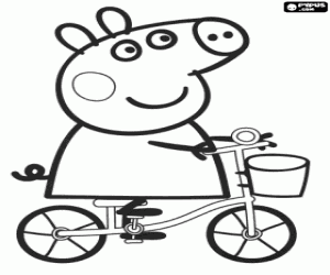 Peppa Pig riding her bicycle coloring page
