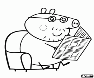 Peppa Pig's father and the newspaper coloring page