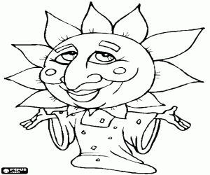 Person disguised as a sunflower coloring page