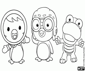 Petty, Pororo and Crong coloring page