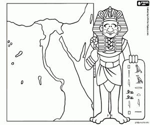 The Pharaoh and a map of the Empire coloring page