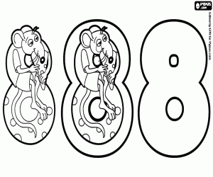 Phases of the number eight with mouse coloring page