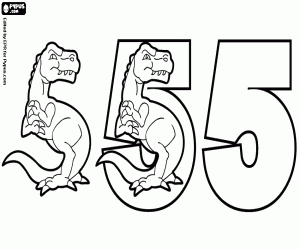 Phases of number five with dinosaur coloring page