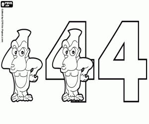 Phases of number four with a gorilla coloring page