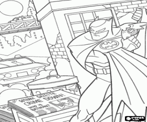 Photo of Batman in the newspapers coloring page