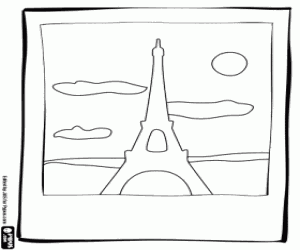 The photograph of the Eiffel Tower coloring page