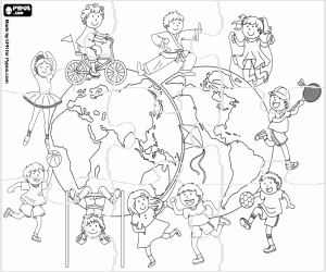 Physical activity puzzle coloring page