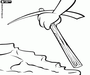 A pick on the hand to dig coloring page