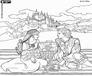 The picnic of Princess Leonora coloring page