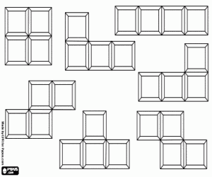 Pieces of the video game Tetris coloring page