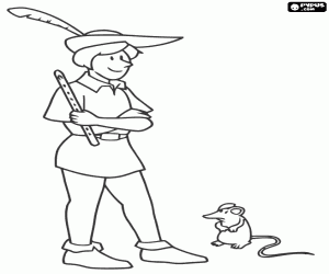 Pied Piper of Hamelin and the rat coloring page