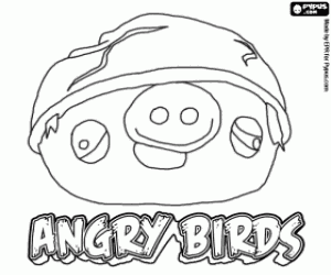 The pig with helmet, Angry Birds coloring page
