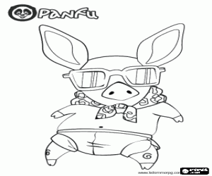 Pig with sunglasses, a Panfu pet coloring page