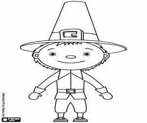 A Pilgrim man, a settler coloring page