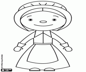 Pilgrim woman coloring page