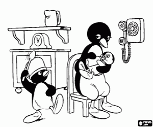 Pingu, Pinga and their mother coloring page