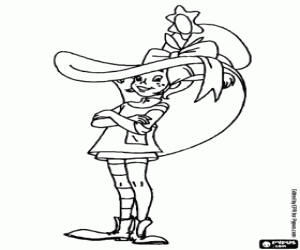 Pippi Longstocking with a hat coloring page