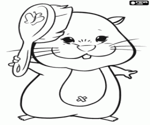 Pipsqueak hamster and a hairbrush coloring page