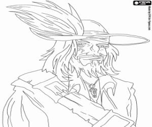 The pirate captain Barbossa coloring page