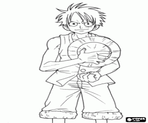 The pirate captain Monkey Luffy coloring page