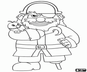The pirate captain with the parrot coloring page