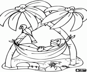 The pirate on a hammock coloring page