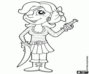 Pirate with weapons coloring page