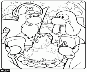 A pirates adventure in Club Penguin coloring page