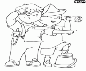 The pirates Caillou and Leo coloring page