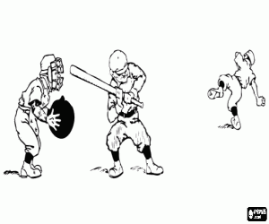 Pitcher, batter and catcher coloring page