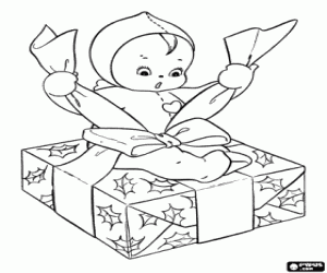 The pixie and Christmas gift coloring page